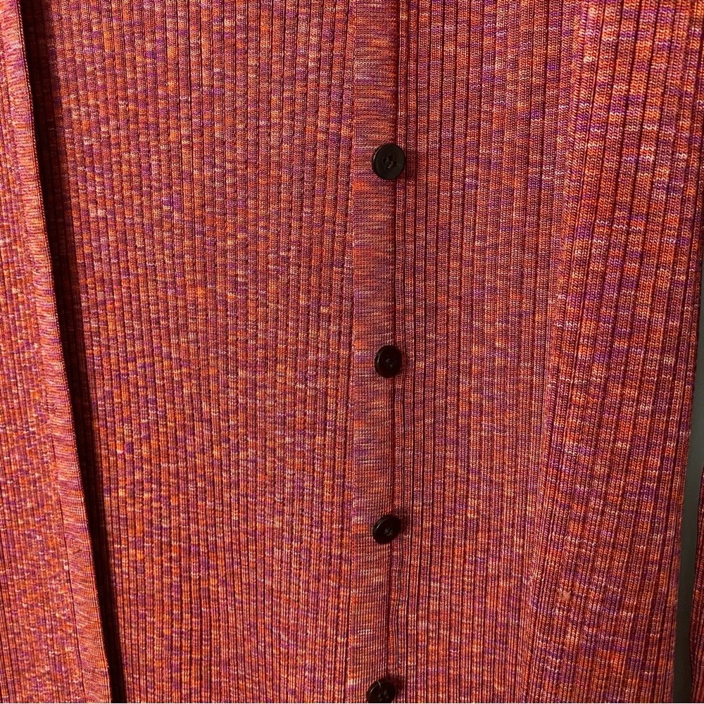 THEORY Women's Rib-knit Mid-length Cardigan In Sunset Multi - Picture 5 of 7